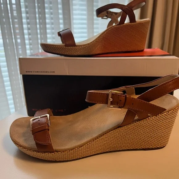 Vionic Tan Sandals with Supportive Footbed - Picture 2 of 4